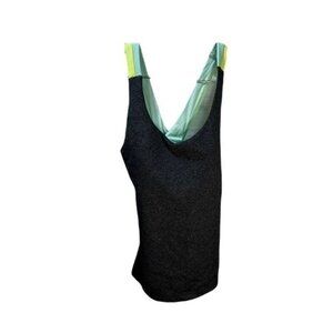 Black Neon Contrast Strap Gym‎ Tank Top with Built in Bra XS